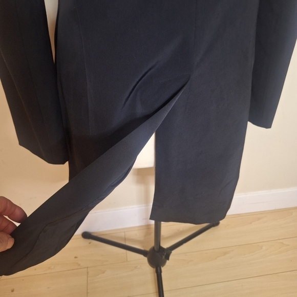 Theory black straight car coat hidden pockets polyester/lycra SZ M - Picture 6 of 9